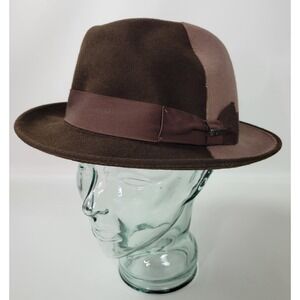 Bigalli Unique Brown Two Tone Wool Felt Fedora Hat Water Repellent Crushable XL